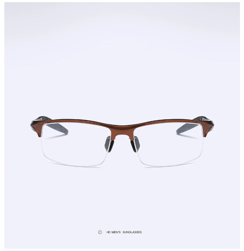 Hdcrafter Mens Semi Rim Square Rectangle Aluminun Alloy Frame Eyeglasses L8177 — view 19 | Hdcrafter Eyeglasses at FuzWeb