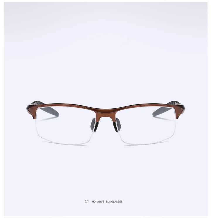 Hdcrafter Mens Semi Rim Square Rectangle Aluminun Alloy Frame Eyeglasses L8177 — view 19 | Hdcrafter Eyeglasses at FuzWeb