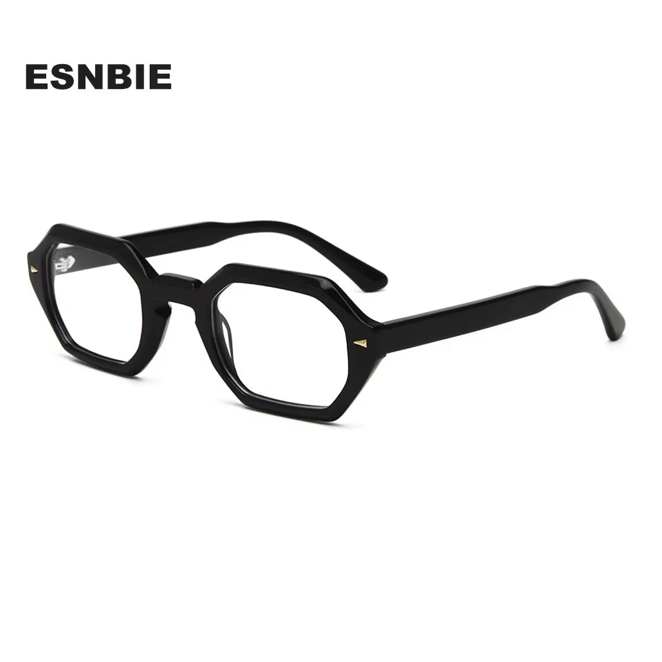 Esnbie Unisex Full Rim Hexagon Acetate Eyeglasses 241777