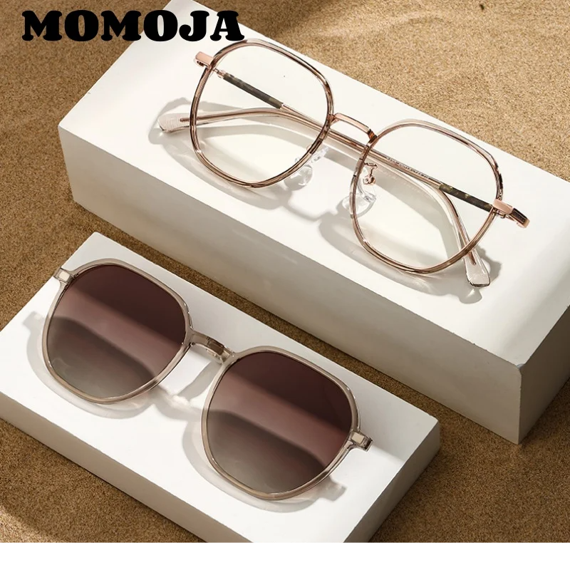 Momoja Women's Full Rim Polygon Tr 90 Alloy Eyeglasses Clip On Sunglasses 727422