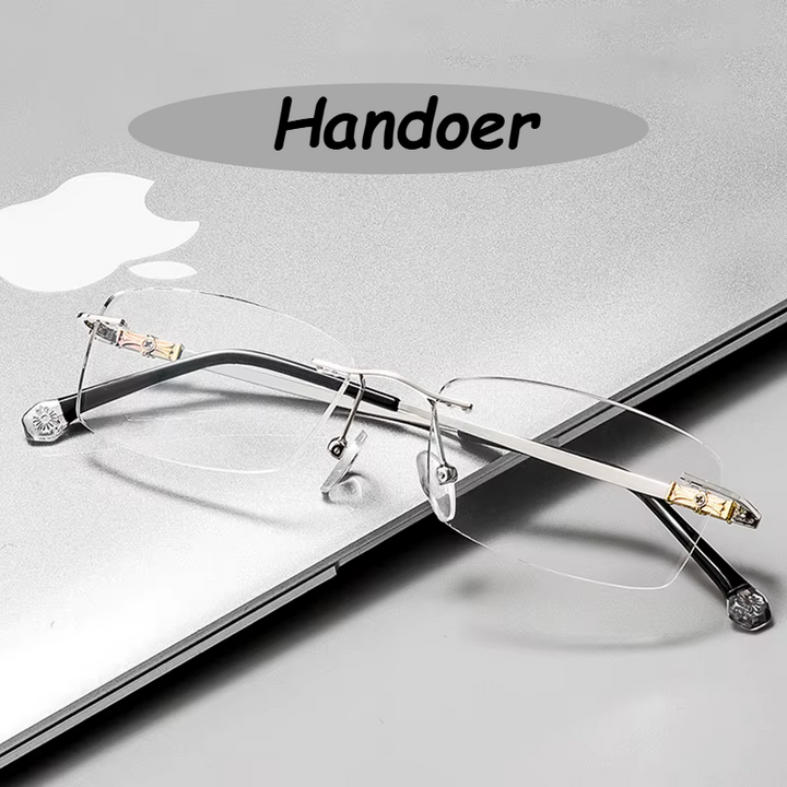 Handoer Women's Rimless Oval Square Alloy Eyeglasses 98607 Rimless Handoer