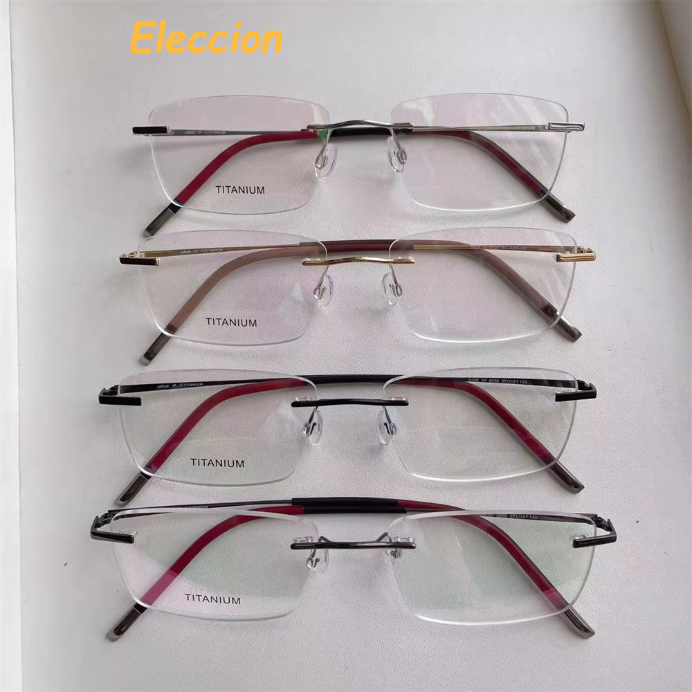 Eleccion Unisex Rimless Square Titanium Eyeglasses 947577 Rimless Eleccion