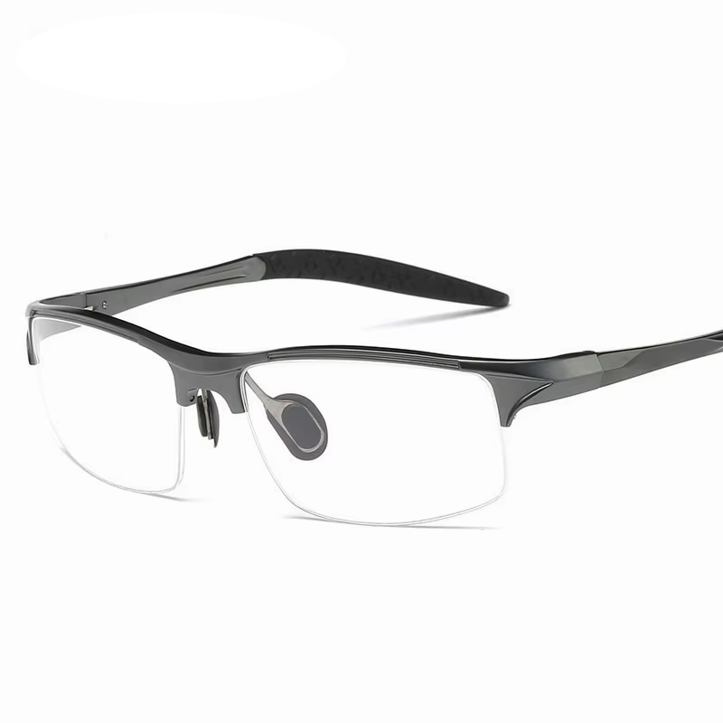 Eleccion Men's Semi Rim Square Sport Aluminum Eyeglasses 98177 Semi Rim Eleccion Gray