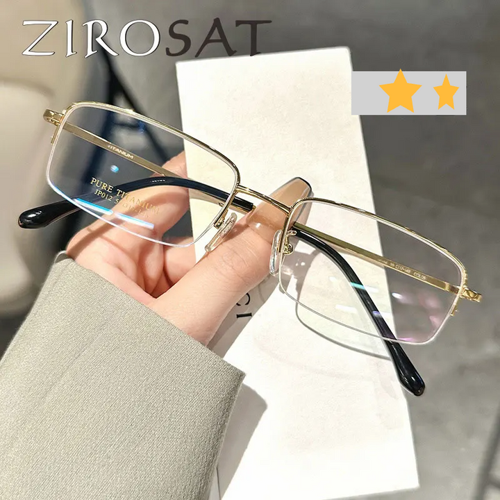 Zirosat Men's Semi Rim Square Tr 90 Titanium Eyeglasses 229012