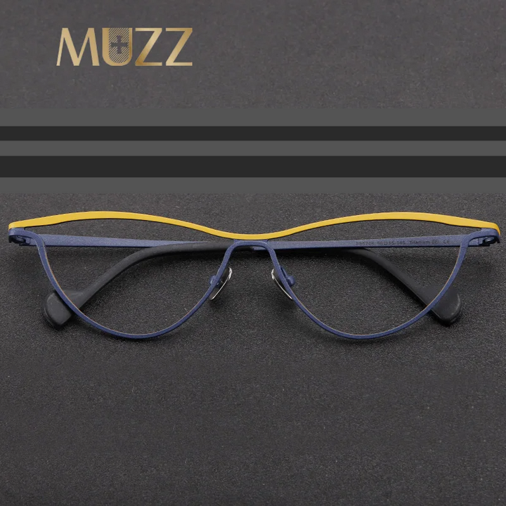 Muzz Unisex Full Rim Big Oval Brown Line Titanium Eyeglasses 561545