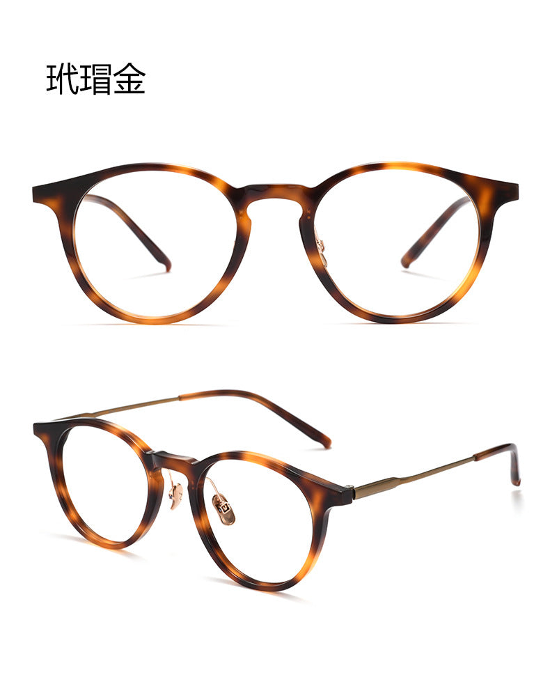 Bclear Unisex Full Rim Round Square Acetate Titanium Eyeglasses 298111.