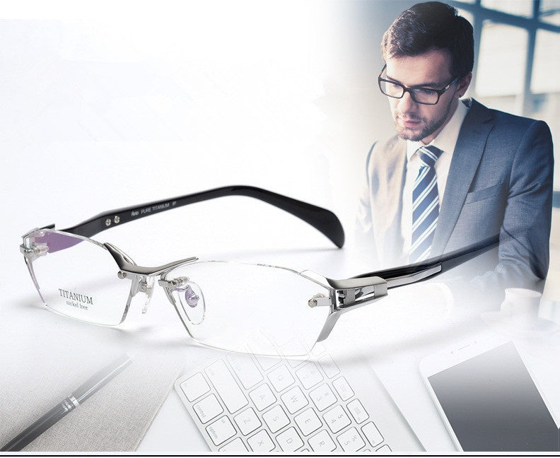 Chashma Ottica Mens Rimless Irregular Rectangle Eyeglasses 1141 — view 1 | Chashma Ottica at FuzWeb