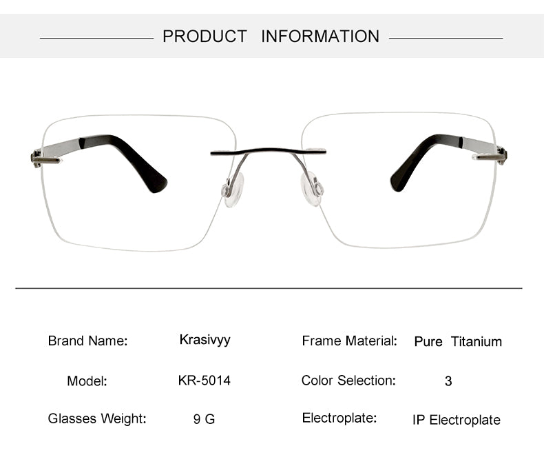 Krasivyy Womens Rimless Square Screwless Titanium Eyeglasses 75014 — view 1 | Krasivyy at FuzWeb