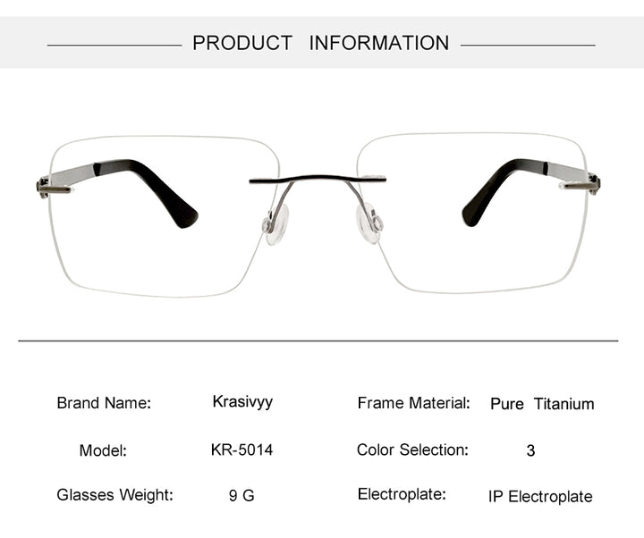 Krasivyy Womens Rimless Square Screwless Titanium Eyeglasses 75014 — view 1 | Krasivyy at FuzWeb