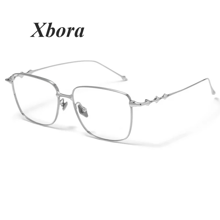 Xbora Unisex Full Rim Big Square Titanium Eyeglasses 15517