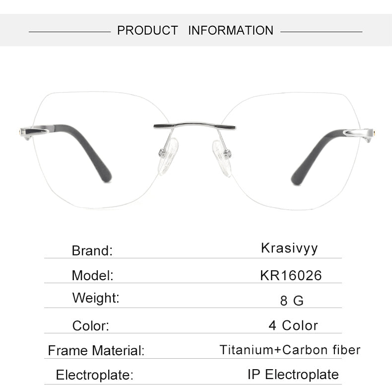 Krasivyy Womens Rimless Flat Top Polygon Titanium Eyeglasses 316026 — view 1 | Krasivyy at FuzWeb