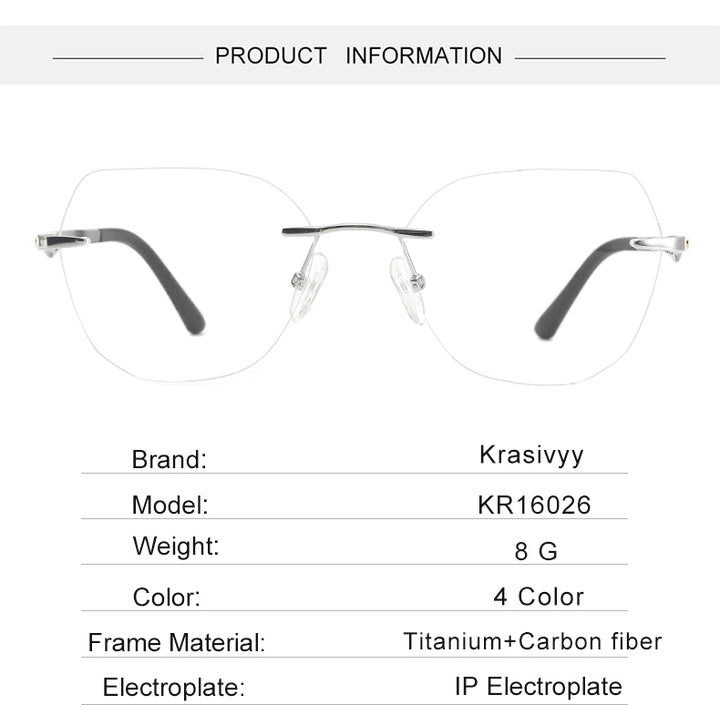 Krasivyy Womens Rimless Flat Top Polygon Titanium Eyeglasses 316026 — view 1 | Krasivyy at FuzWeb