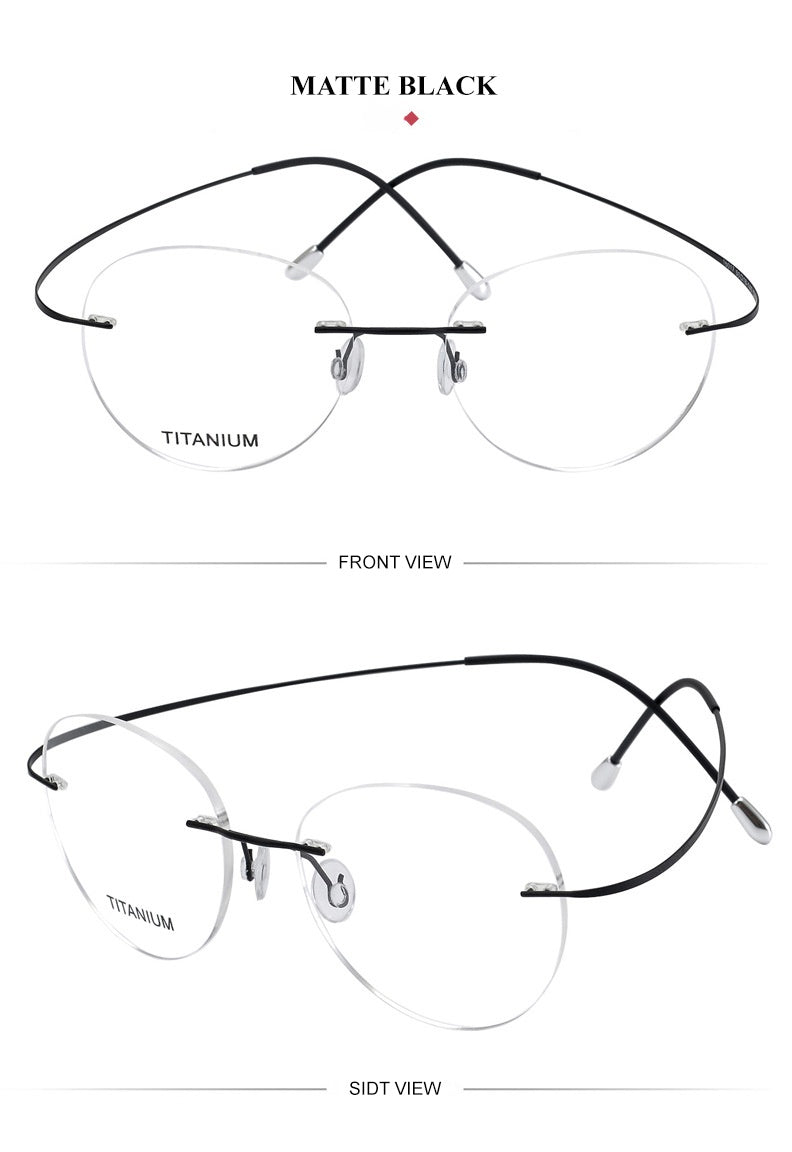 Chashma Ochki Unisex Rimless Round Titanium Eyeglasses 16017.