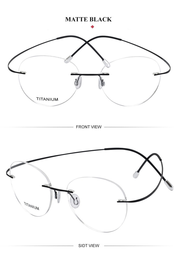 Chashma Ochki Unisex Rimless Round Titanium Eyeglasses 16017.