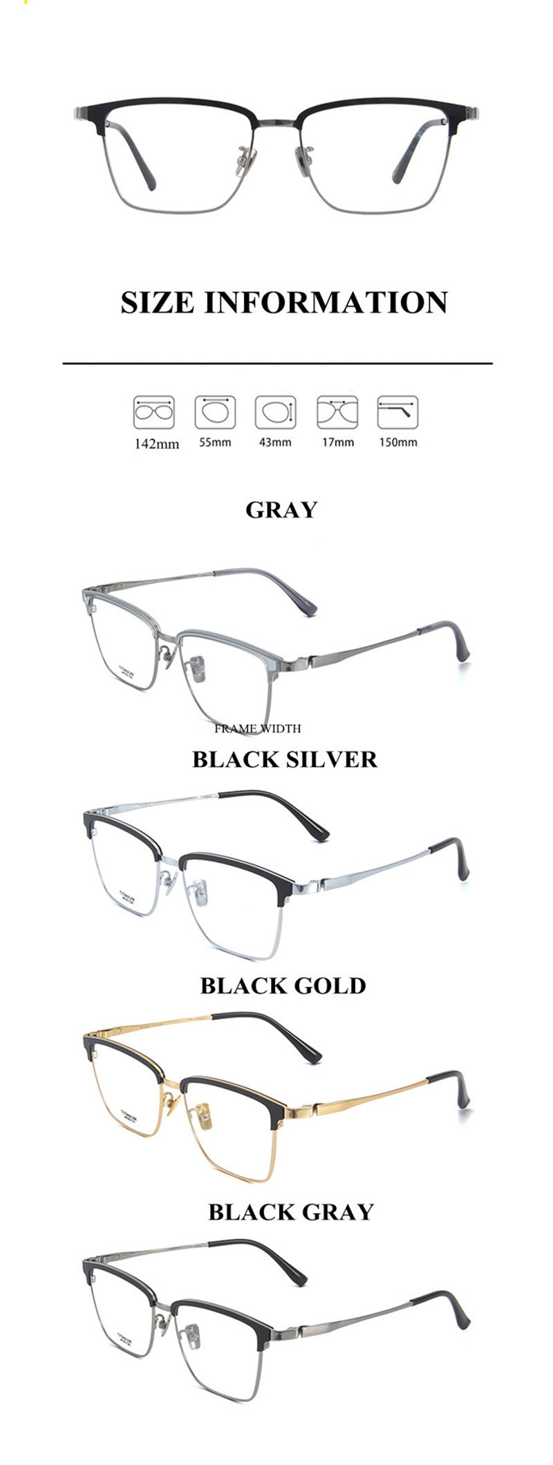 Chashma Ochki Mens Full Rim Square Acetate Titanium Eyeglasses 881079 — view 2 | Chashma Ochki at FuzWeb