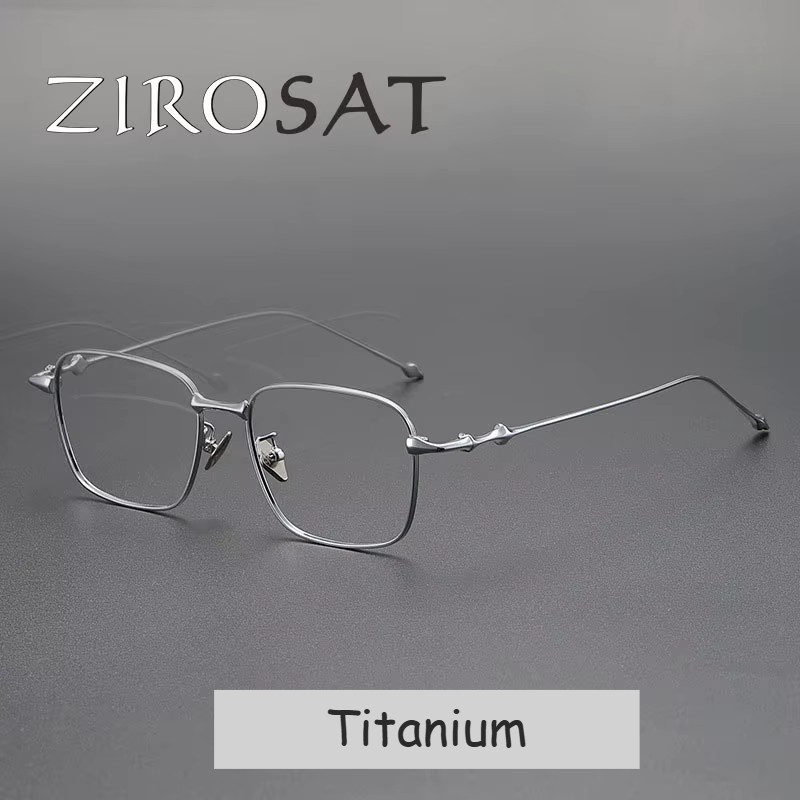 Zirosat Unisex Full Rim Square Titanium Eyeglasses 49702 Full Rim Zirosat