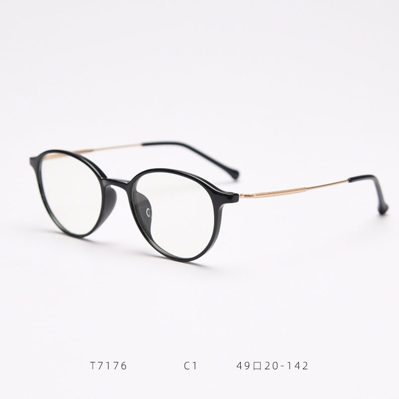 Chashma Ottica Women's Full Rim Round Tr 90 Titanium Eyeglasses 71764 - Bright Black