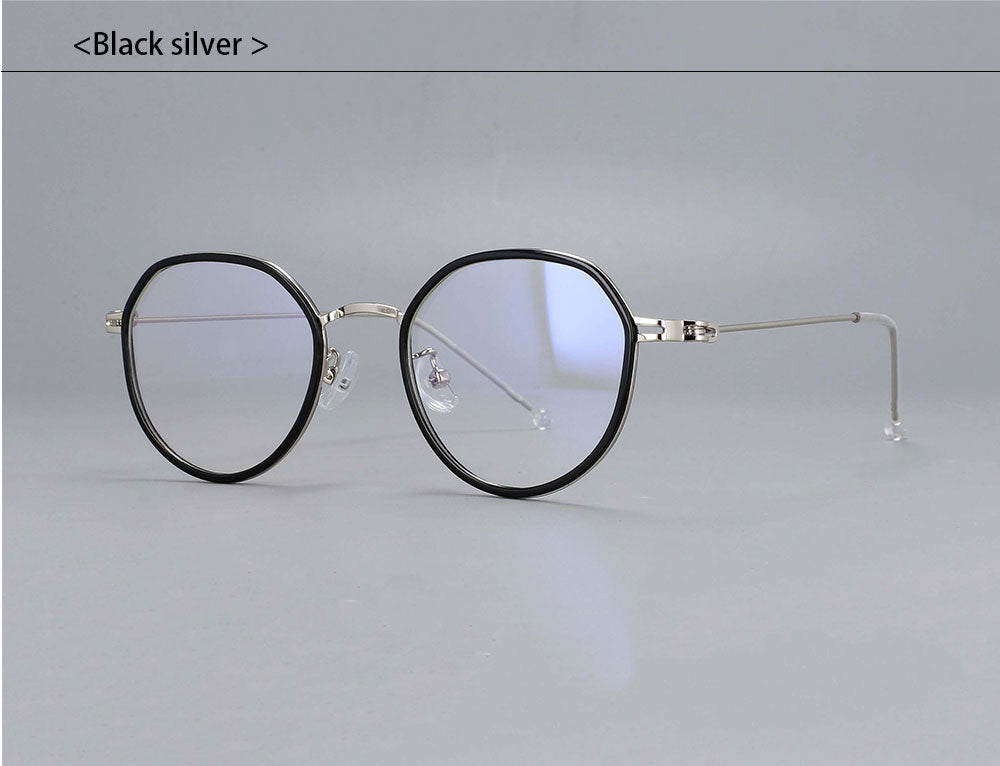 CCspace Unisex Full Rim Irregular Round Tr 90 Titanium Eyeglasses 53262.