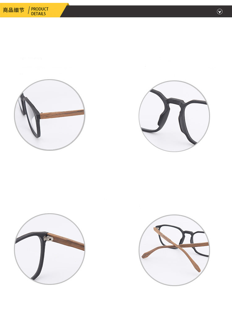 Hdcrafter Unisex Full Rim Square Wood Alloy Eyeglasses 1692.