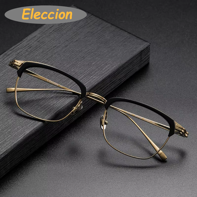 Eleccion Unisex Full Rim Square Titanium Acetate Eyetglasses 94226 Full Rim Eleccion