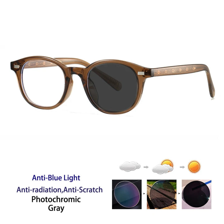 Kocolior Unisex Full Rim Round Tr 90 Photochromic Reading Glasses 28017.