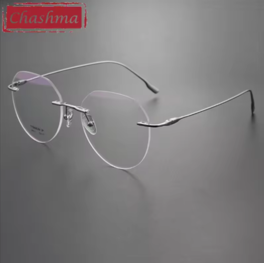 Chashma Ochki Women's Rimless Flat Top Round Titanium Eyeglasses 896611
