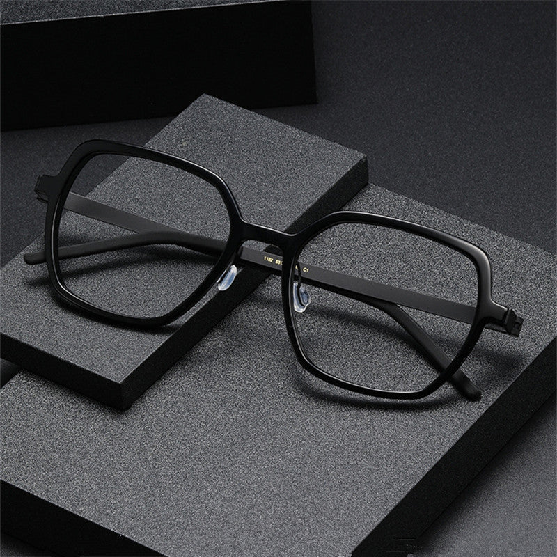 Aimee Unisex Full Rim Polygon Square Titanium Acetate Eyeglasses 11824 — view 1 | Aimee at FuzWeb