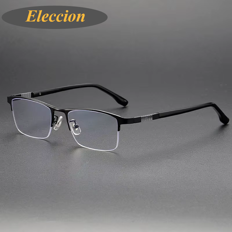 Eleccion Men's Semi Rim Frame Titanium Eyeglasses 85006