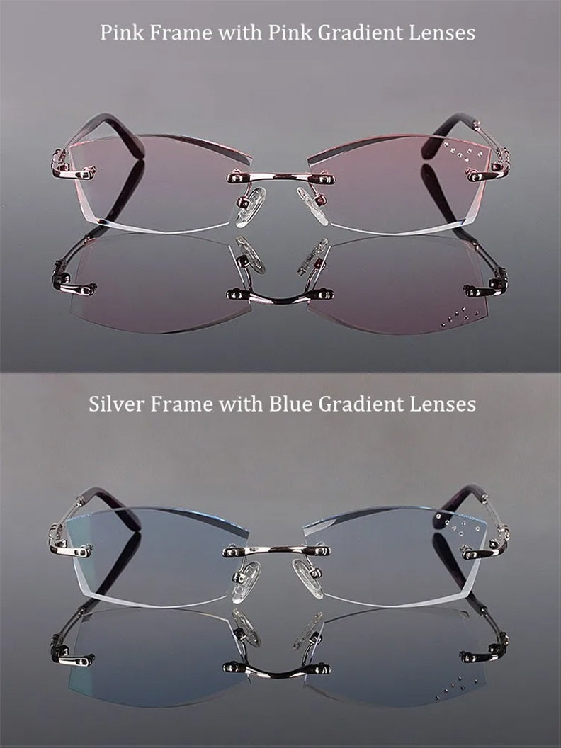 Chashma Womens Rimless Square Cat Eye Titanium Eyeglasses 771005 — view 2 | Chashma at FuzWeb
