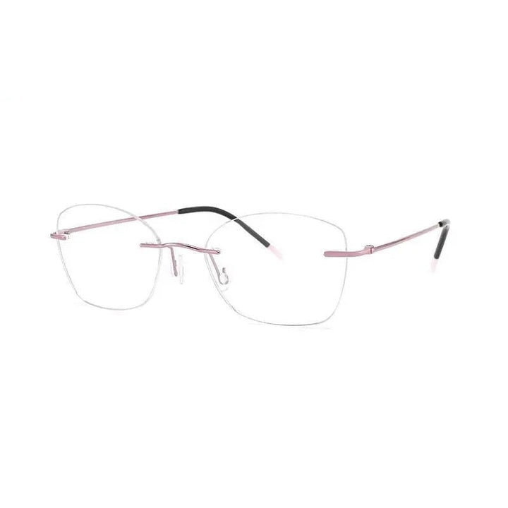 Chashma Ottica Unisex Rimless Rounded Square Titanium Eyeglasses 9017