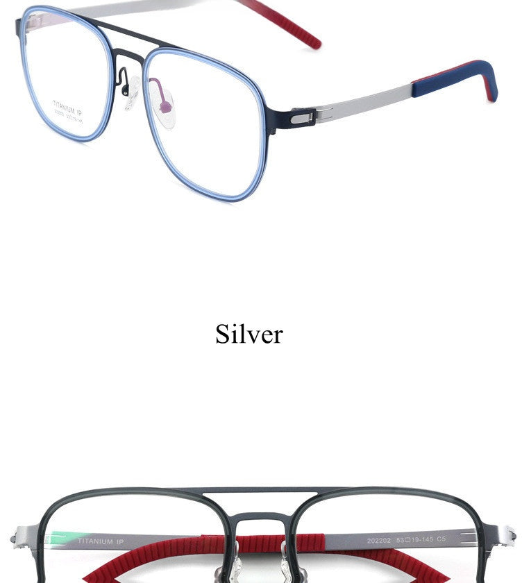 Chashma Ochki Unisex Full Rim Square Double Bridge Titanium Eyeglasses 4422.
