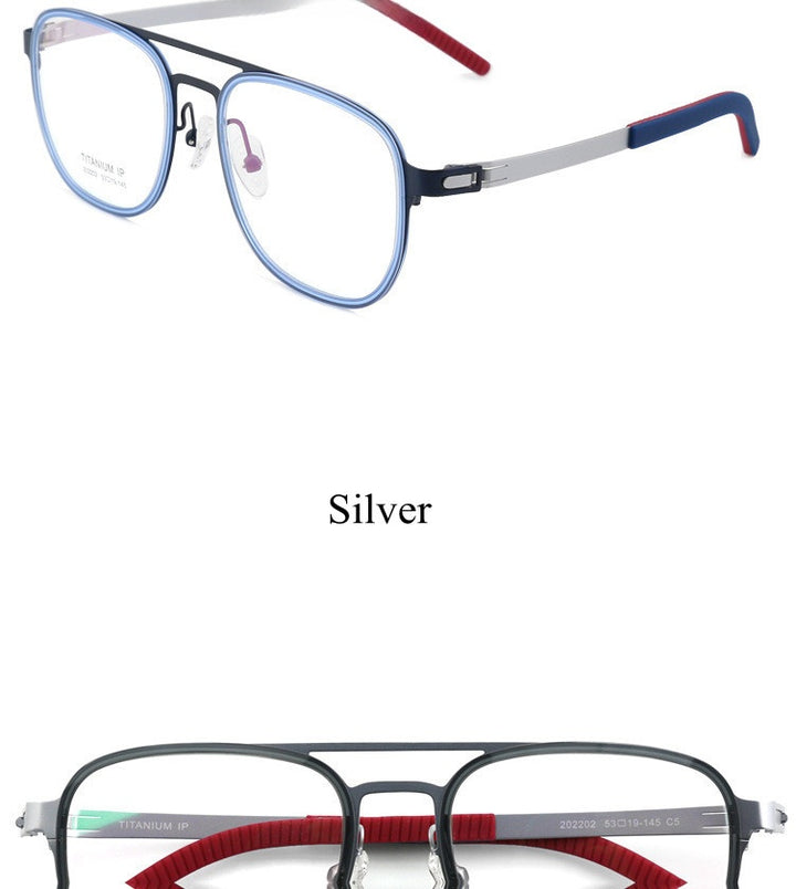 Chashma Ochki Unisex Full Rim Square Double Bridge Titanium Eyeglasses 4422.