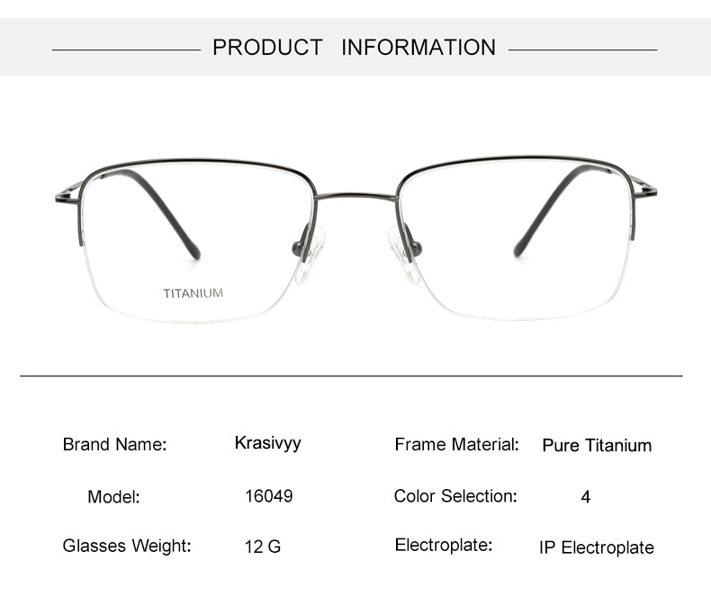 Krasivyy Mens Semi Rim Square Titanium Eyeglasses 16049 — view 1 | Krasivyy at FuzWeb