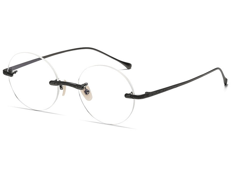 Chashma Womens Rimless Round Titanium Eyeglasses 885933 — view 1 | Chashma at FuzWeb