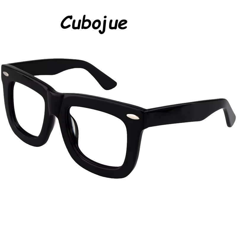 Cubojue Unisex Full Rim Square Thick Acetate Reading Glasses 51485 Reading Glasses Cubojue