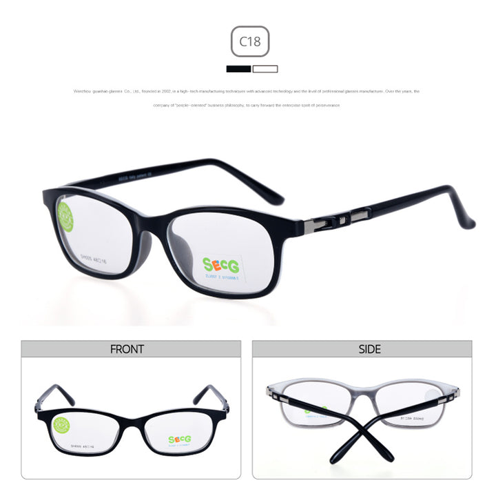 Secg Unisex Youths Full Rim Square Tr 90 Silicone Eyeglasses 8005 — view 10 | Secg at FuzWeb