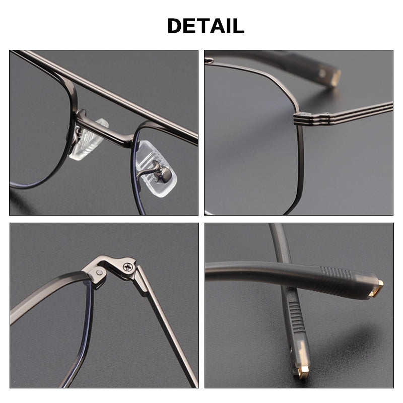 Gatenac Unisex Full Rim Square Double Bridge Titanium Photochromic Reading Glasses 760942 — view 2 | Gatenac at FuzWeb