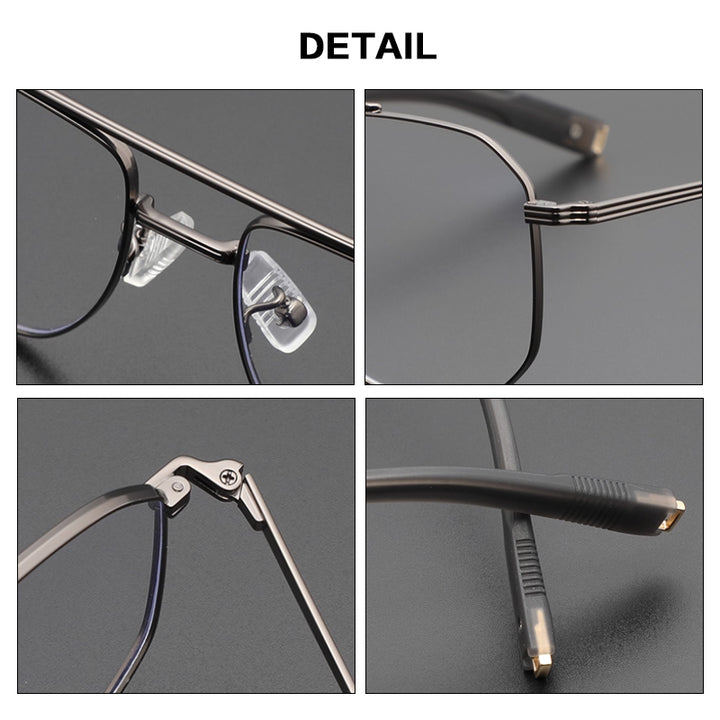 Gatenac Unisex Full Rim Square Double Bridge Titanium Photochromic Reading Glasses 760942 — view 2 | Gatenac at FuzWeb