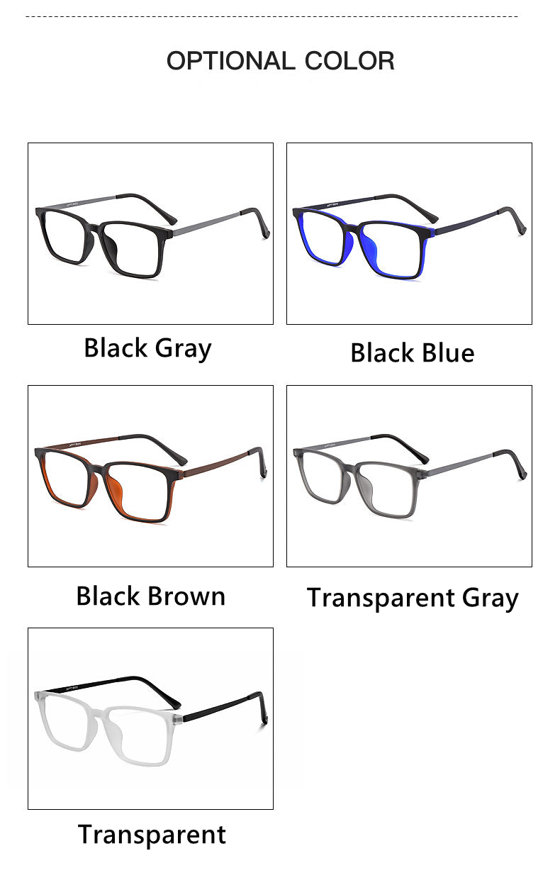 Kocolior Unisex Full Rim Square Tr 90 Titanium Hyperopic Reading Glasses 8922.