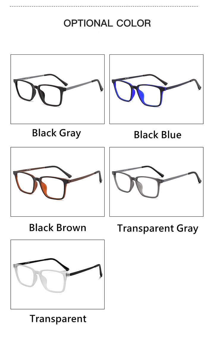 Kocolior Unisex Full Rim Square Tr 90 Titanium Hyperopic Reading Glasses 8922.