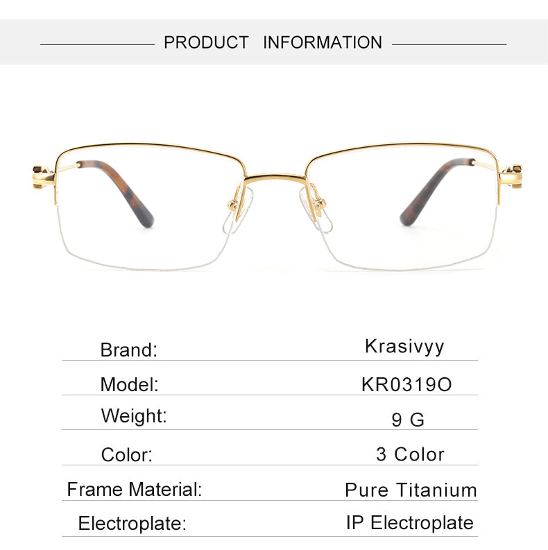 Krasivyy Mens Semi Rim Big Square Titanium Eyeglasses  420319 — view 2 | Krasivyy at FuzWeb