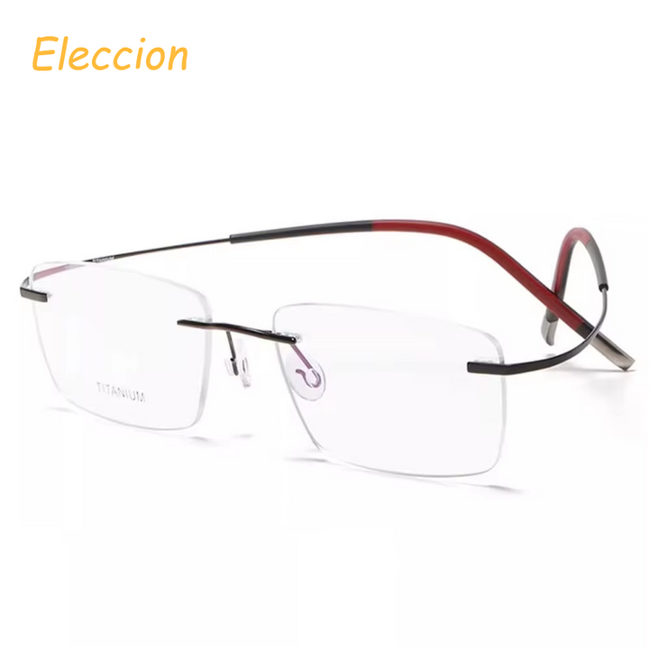 Eleccion Unisex Rimless Square Titanium Eyeglasses 47577 Rimless Eleccion