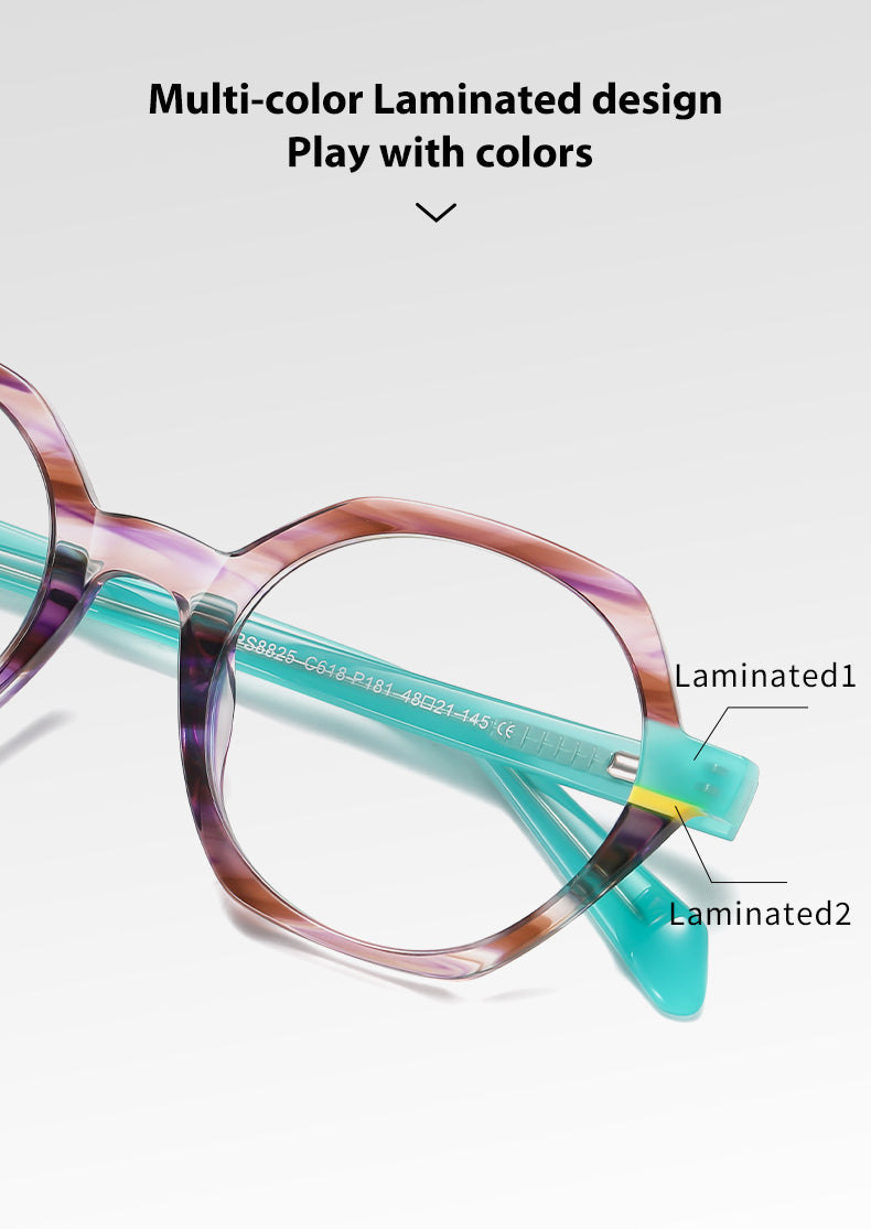 Gmei Womens Full Rim Polygon Acetate Eyegasses 8825 — view 3 | Gmei Optical at FuzWeb