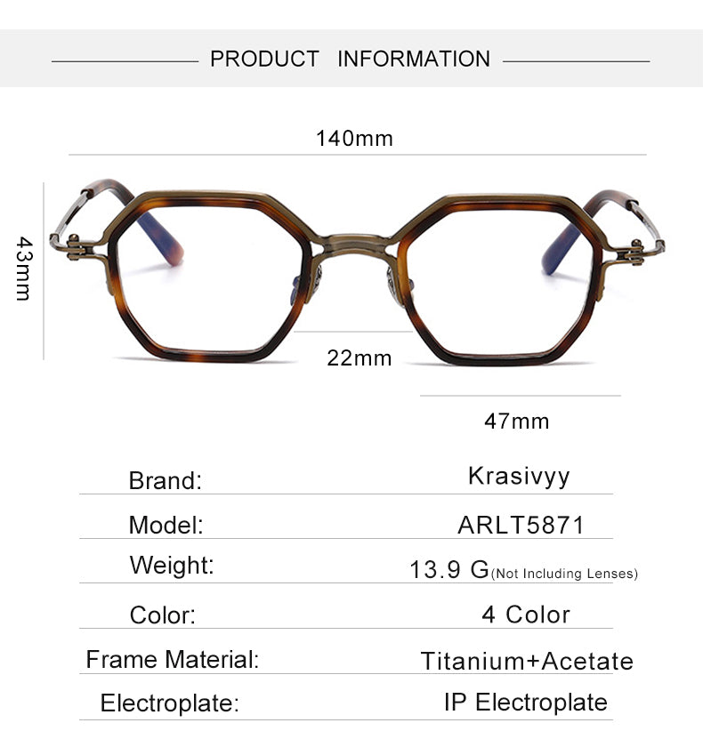 Krasivyy Unisex Full Rim Hexagon Titanium Acetate Eyeglasses 315871 — view 1 | Krasivyy at FuzWeb