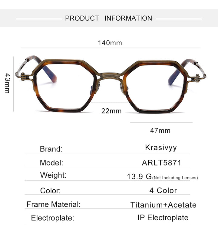 Krasivyy Unisex Full Rim Hexagon Titanium Acetate Eyeglasses 315871 — view 1 | Krasivyy at FuzWeb