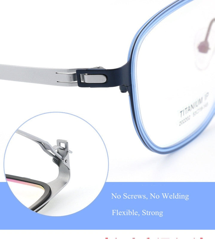 Chashma Ochki Unisex Full Rim Square Double Bridge Titanium Eyeglasses 4422 — view 4 | Chashma Ochki at FuzWeb