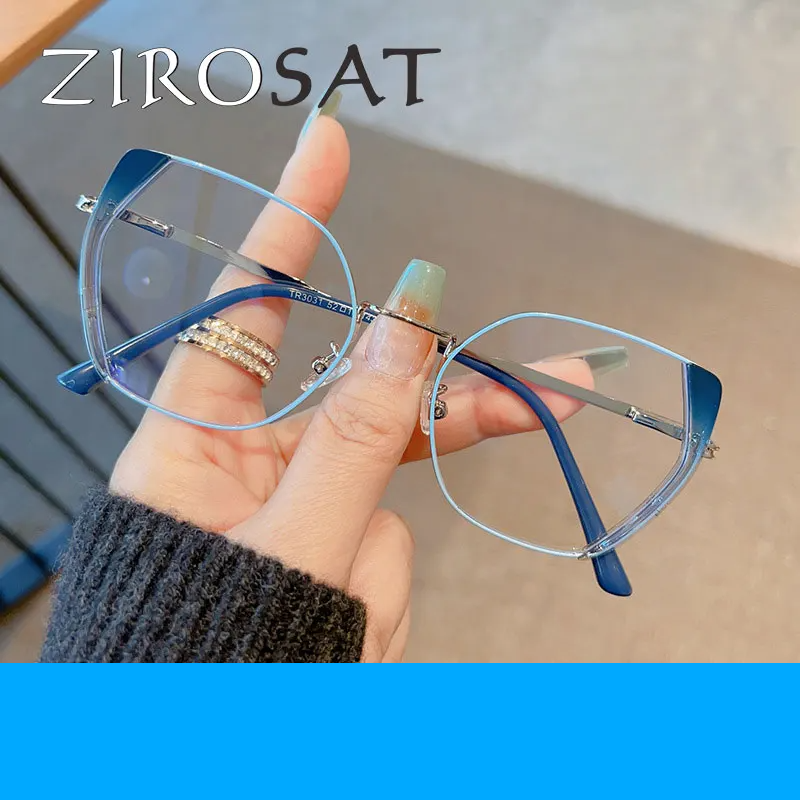 Zirosat Women's Full Rim Square Cat Eye Alloy Eyeglasses 30311