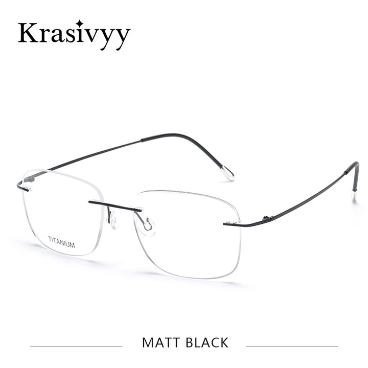 Krasivyy Unisex Rimless Square Titanium Eyeglasses Kr6010.