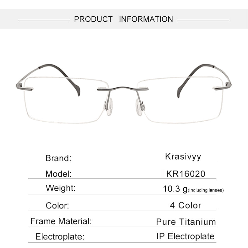 Krasivyy Womens Rimless Polygon Square Titanium Eyeglasses 716020 — view 1 | Krasivyy at FuzWeb