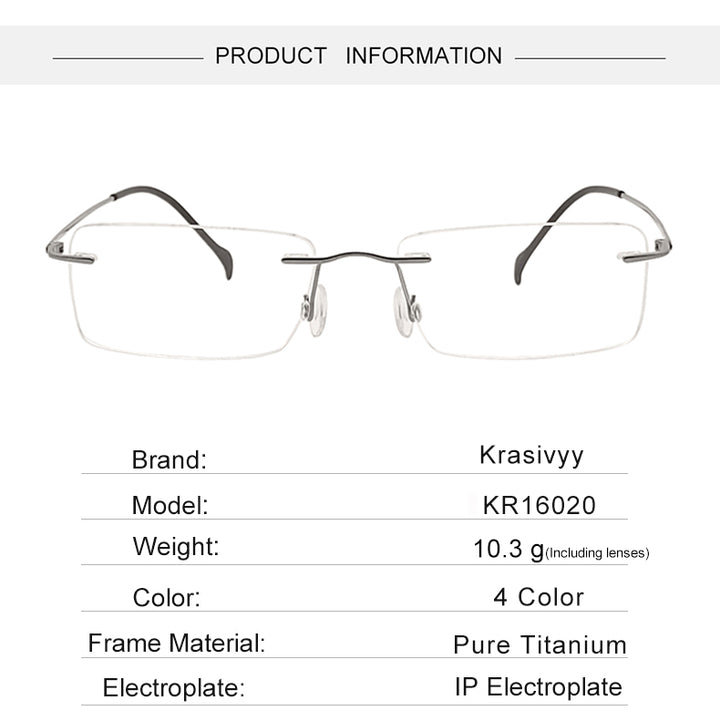 Krasivyy Womens Rimless Polygon Square Titanium Eyeglasses 716020 — view 1 | Krasivyy at FuzWeb